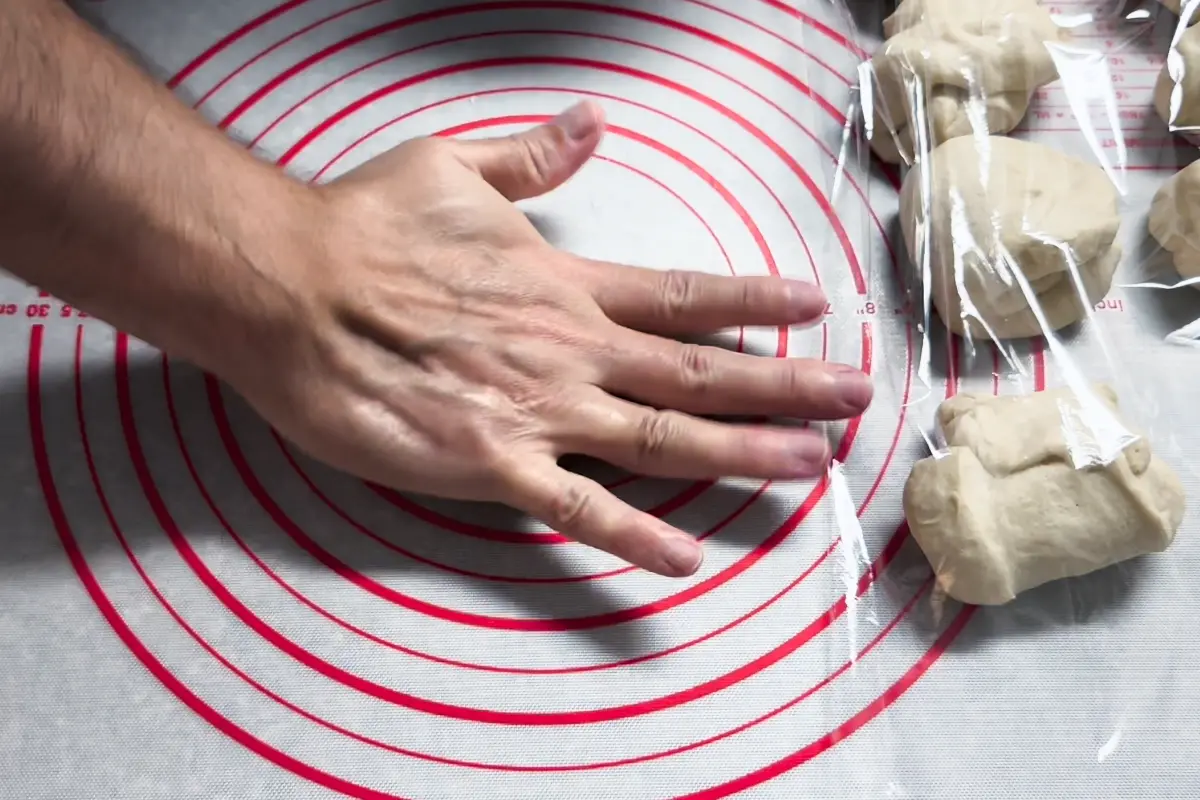 Step showing bread making process