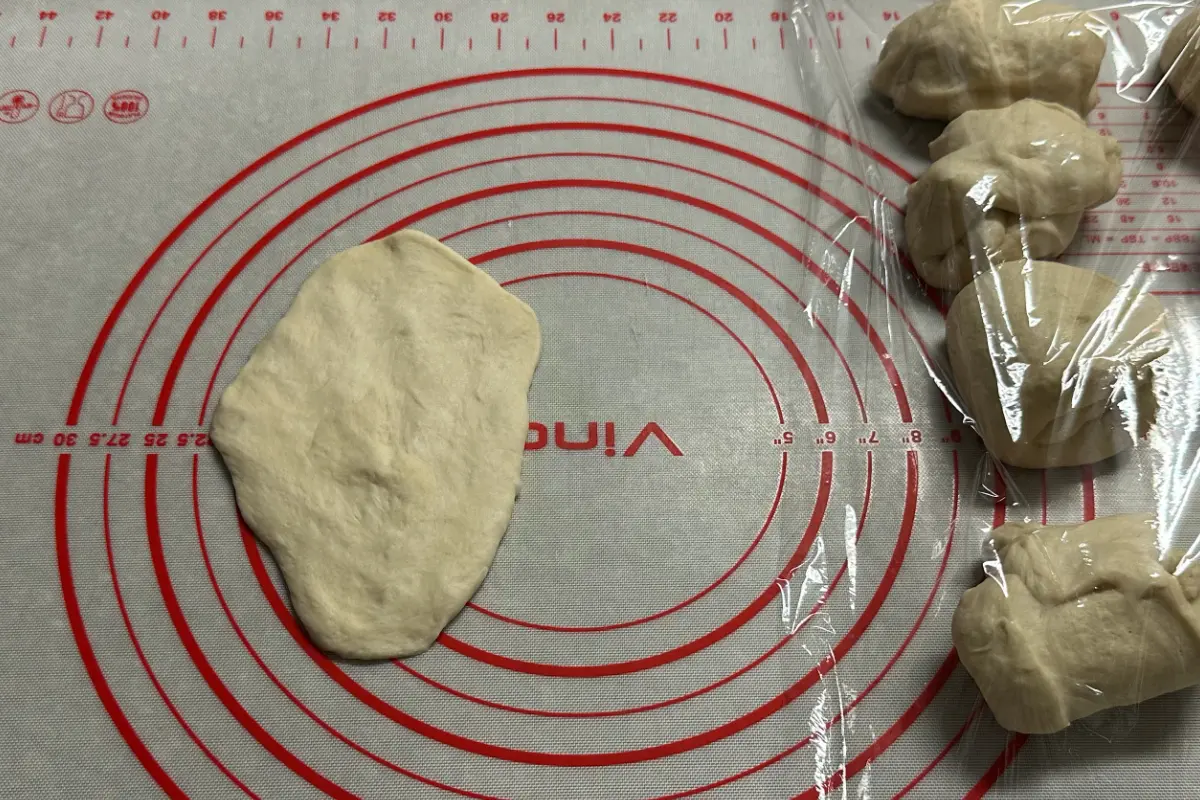 Step showing bread making process