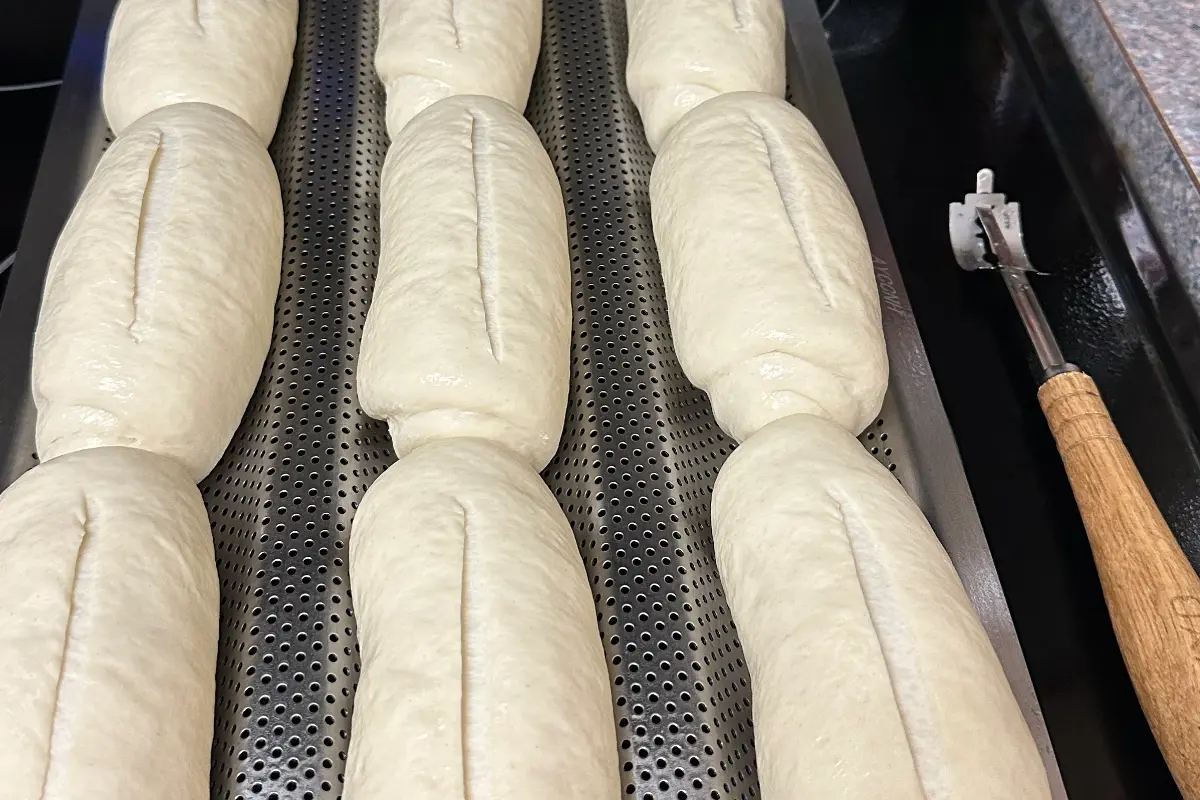Step showing bread making process